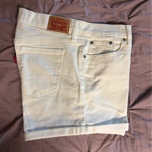 Levi's White Mid Length Denim Shorts with Levi Patch Size 28